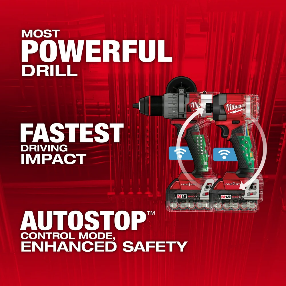 Milwaukee M18 FUEL Hammer Drill & Impact Driver 2-Tool Combo Kit w/ ONE-KEY - Image 2