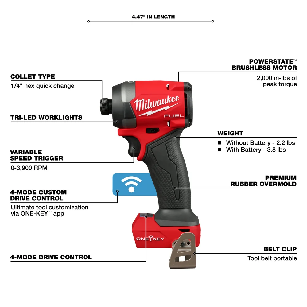 Milwaukee M18 FUEL Hammer Drill & Impact Driver 2-Tool Combo Kit w/ ONE-KEY - Image 5