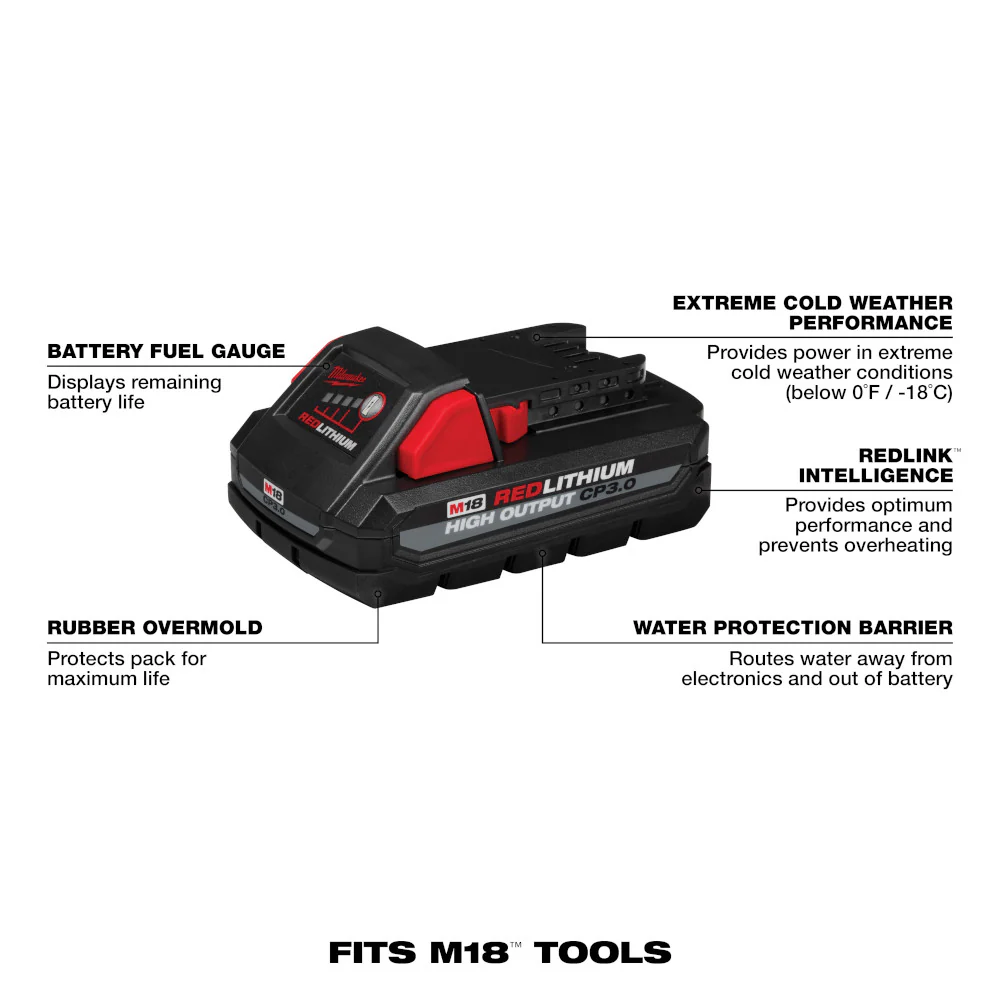 Milwaukee M18 REDLITHIUM HIGH OUTPUT CP 3.0Ah Battery - 2PK - Image 3