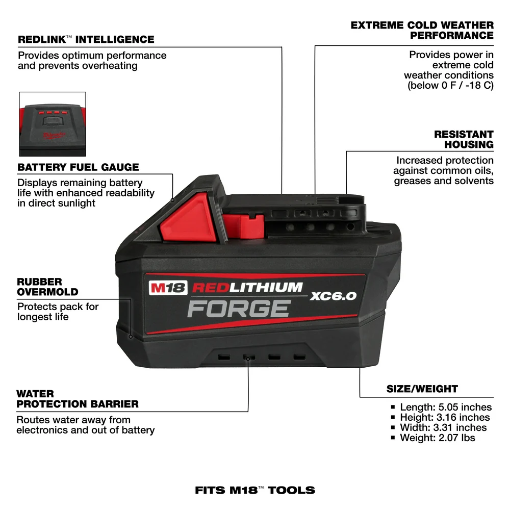 Milwaukee M18 REDLITHIUM FORGE XC6.0 Battery Pack - Image 8