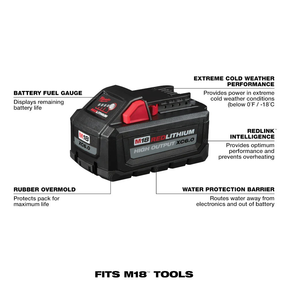 Milwaukee M18 REDLITHIUM HIGH OUTPUT XC 6.0Ah Battery - Image 3