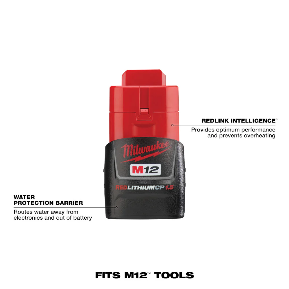 Milwaukee M12 REDLITHIUM 1.5Ah Compact Battery - Image 2