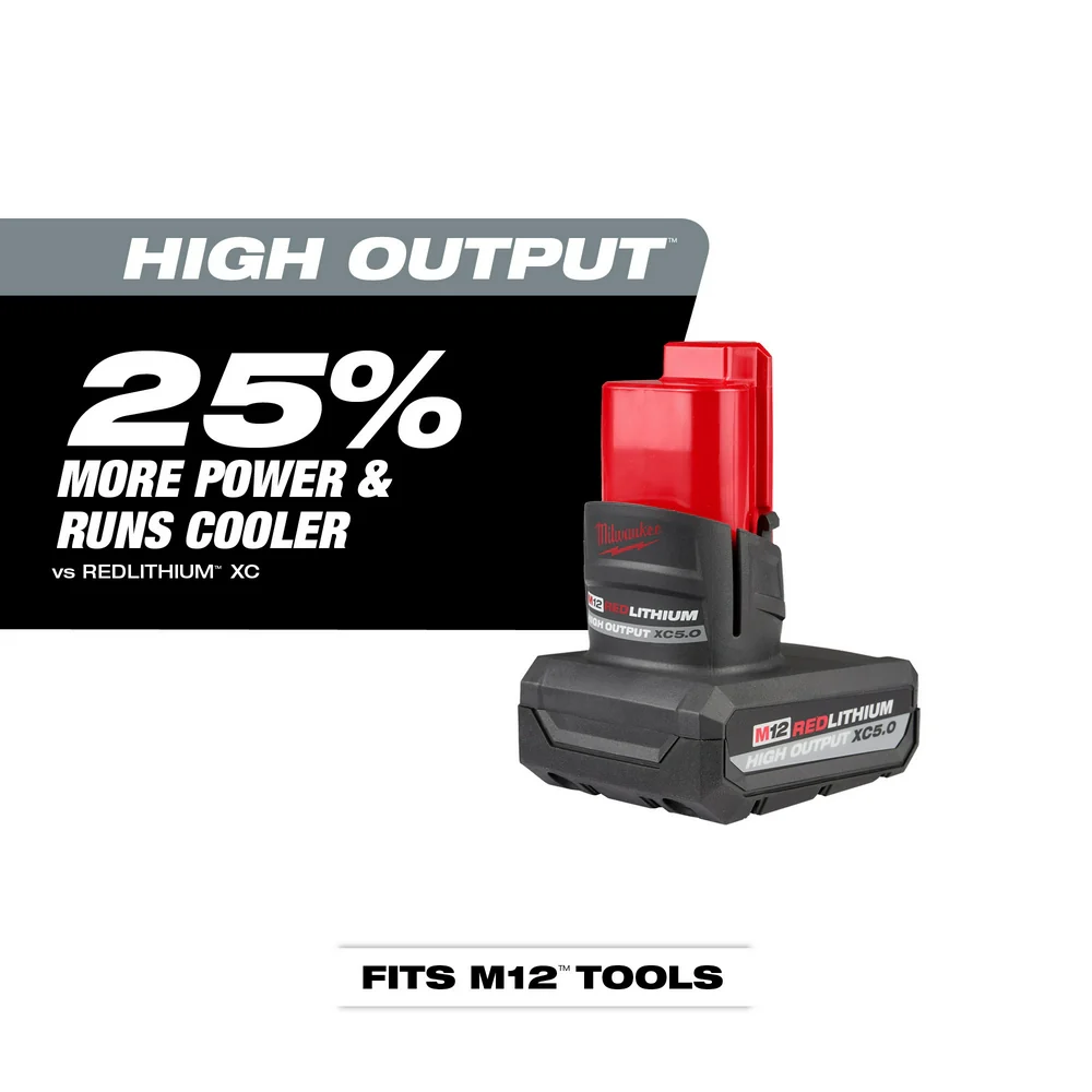 Milwaukee M12 REDLITHIUM HIGH OUTPUT XC 5.0Ah Battery - Image 2