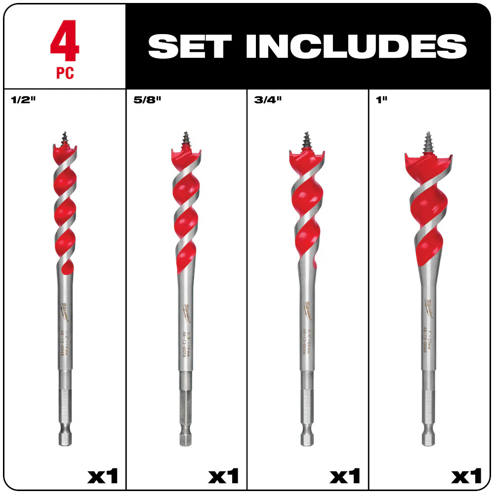Milwaukee 4 Pc Speed Feed Wood Bit Set - Image 3