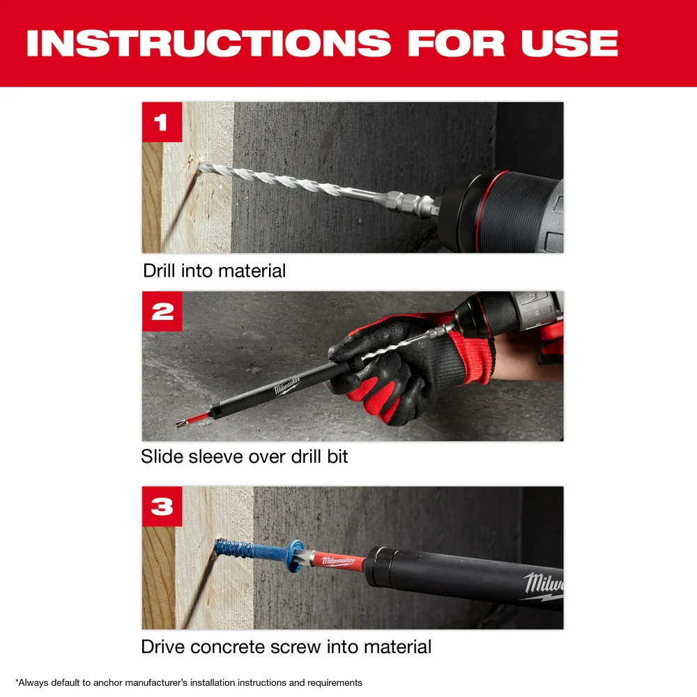 Milwaukee 7PC SHOCKWAVE Multi-Material Drill Bit Concrete Screw Install Kit - Image 5