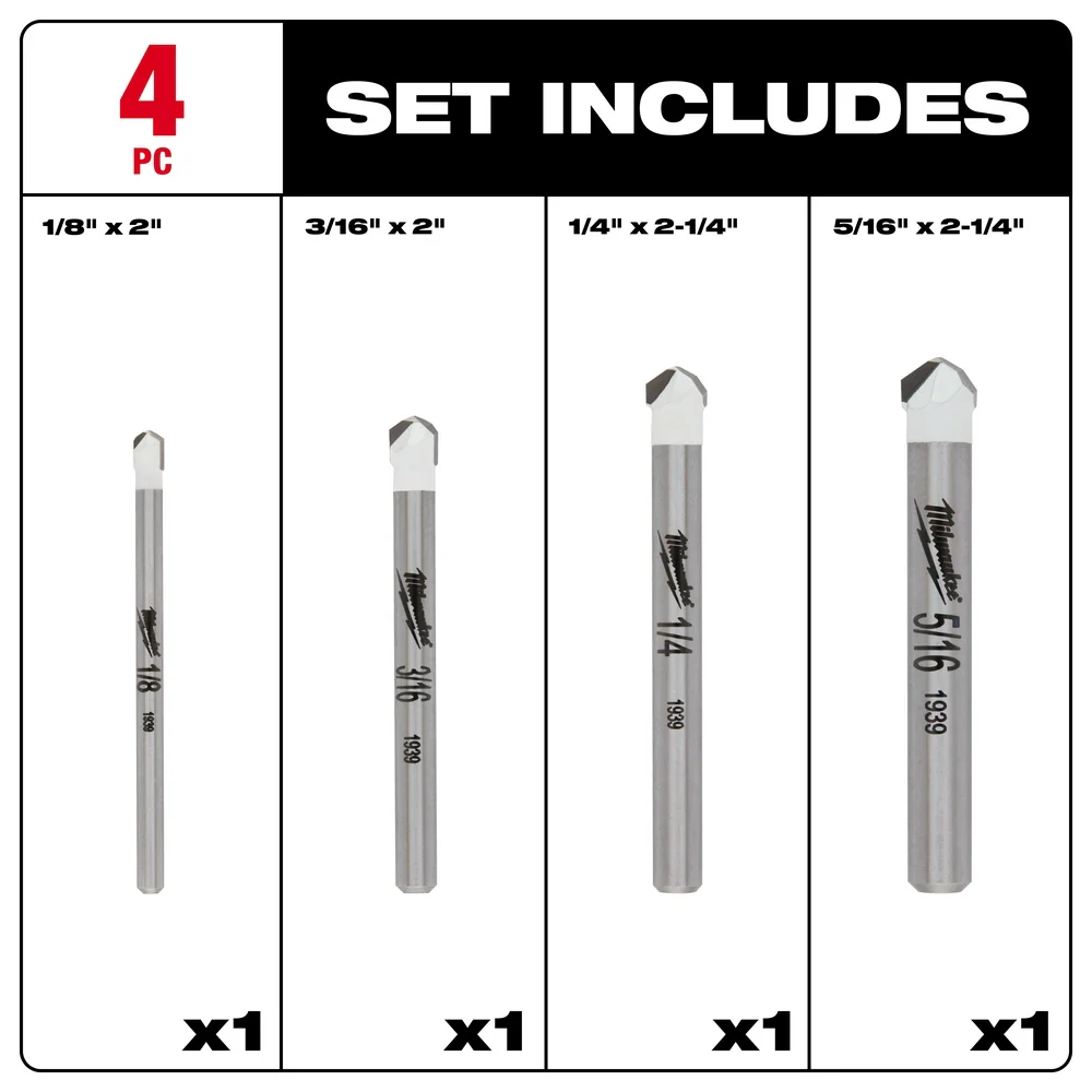 Milwaukee 4 pc. Tile and Natural Stone Drill Bit Set - Image 3