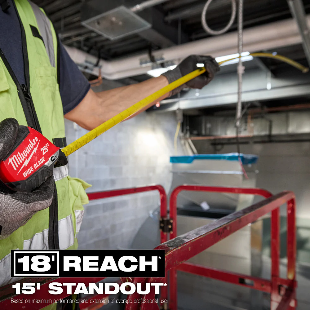 Milwaukee 25ft Wide Blade Magnetic Tape Measure - Image 4