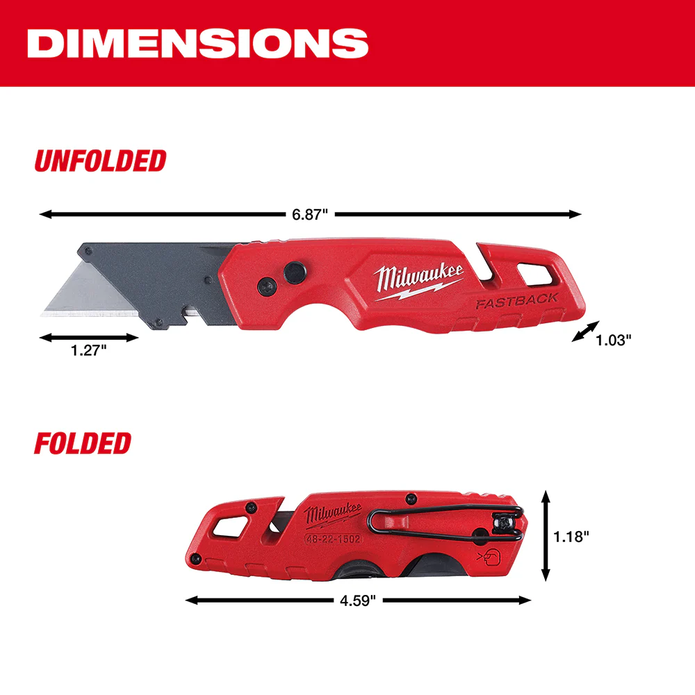 Milwaukee FASTBACK Folding Utility Knife w/ Blade Storage - Image 4