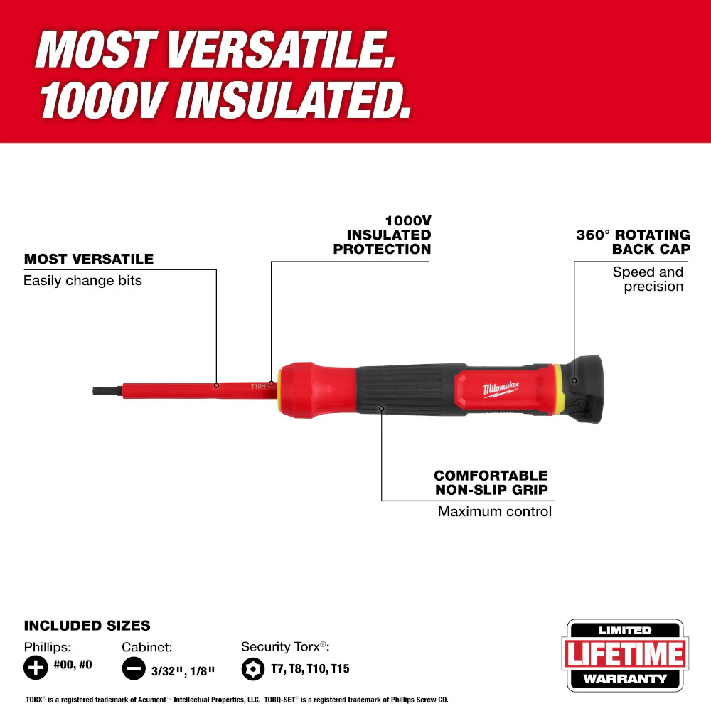 Milwaukee 8-in-1 1000V Insulated Precision Multi-Bit Screwdriver - Image 4