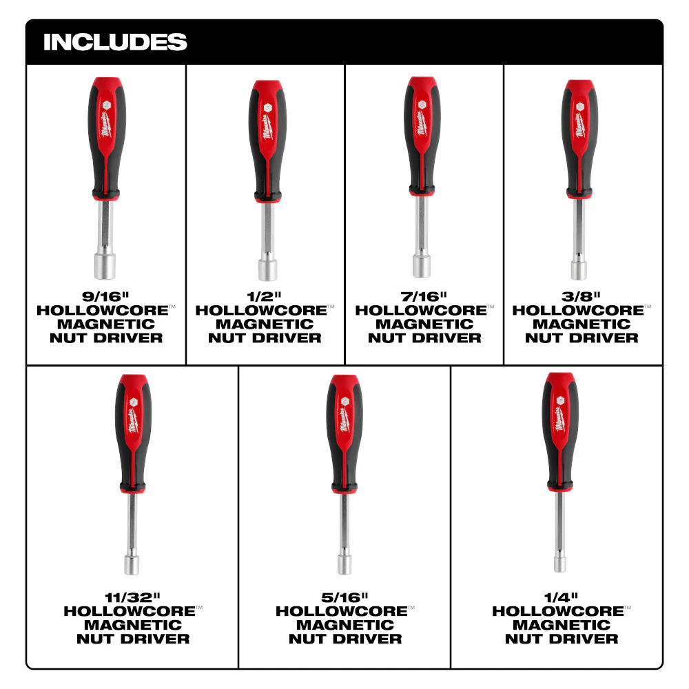 Milwaukee 7 pc. HollowCore™ Magnetic Nut Driver Set - SAE - Image 2
