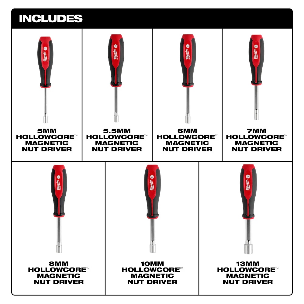 Milwaukee 7 pc. HollowCore™ Magnetic Nut Driver Set - Metric - Image 2