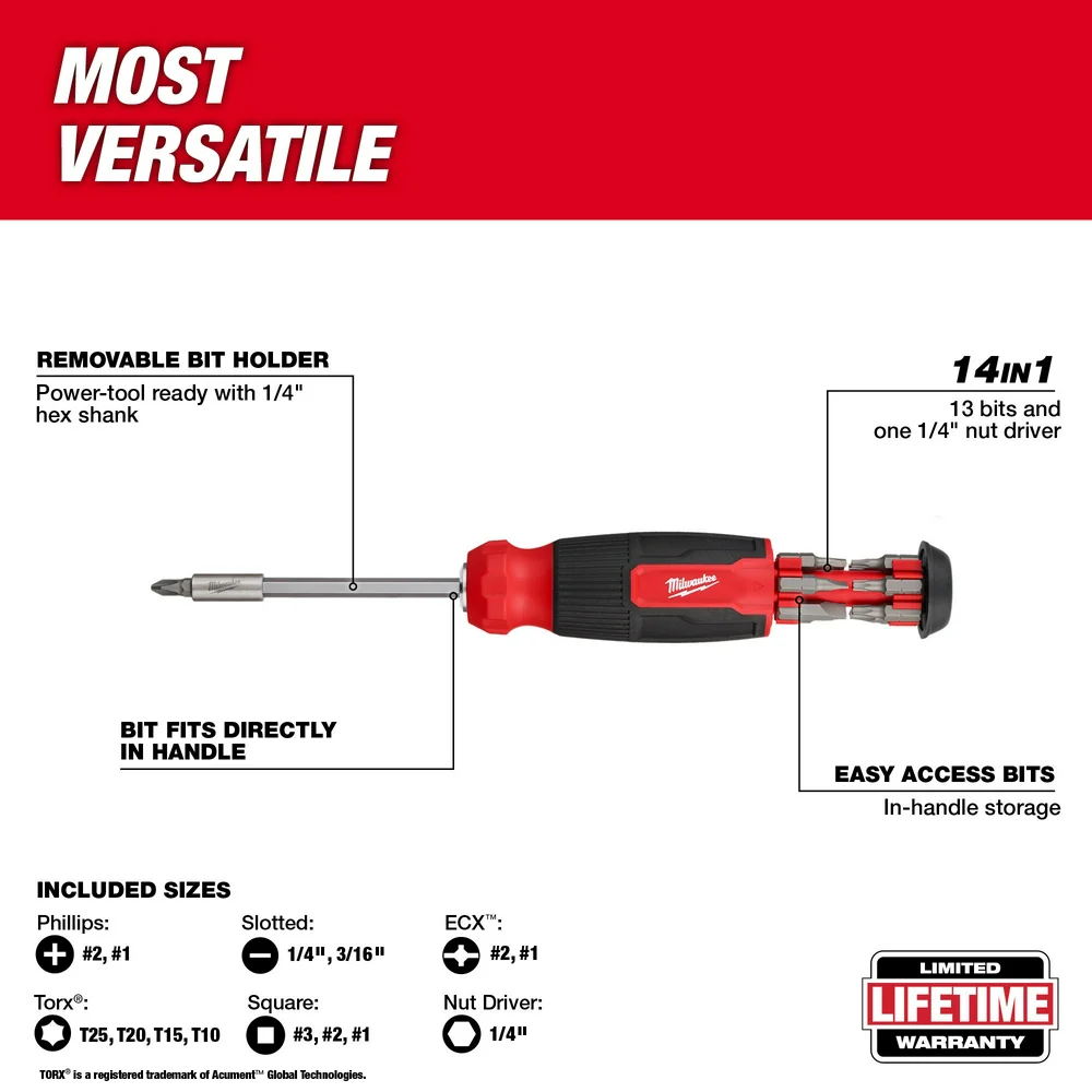 Milwaukee 14-in-1 Multi-Bit Screwdriver - Image 4