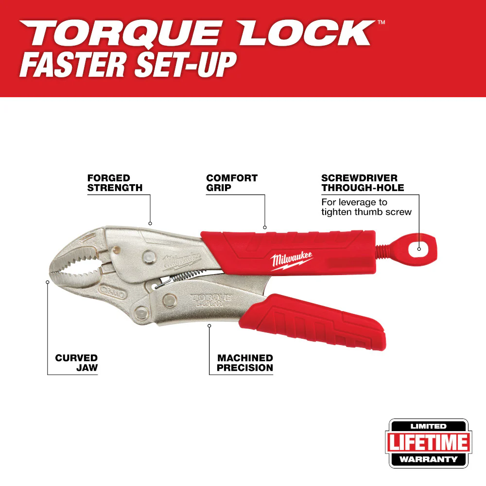 Milwaukee 7" & 10" TORQUE LOCK Curved Jaw Locking Pliers Set With Grip - 2 Piece - Image 3