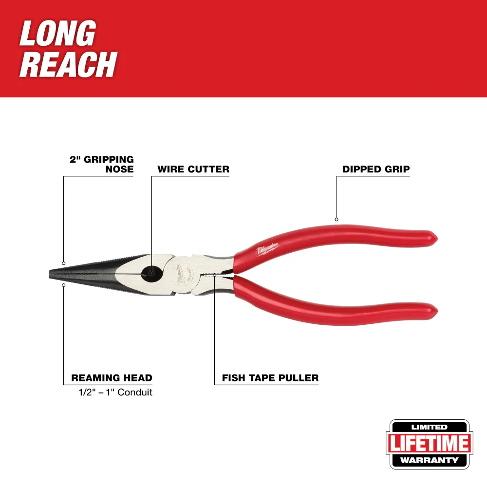 Milwaukee Long Nose-Dipped Pliers - Image 2