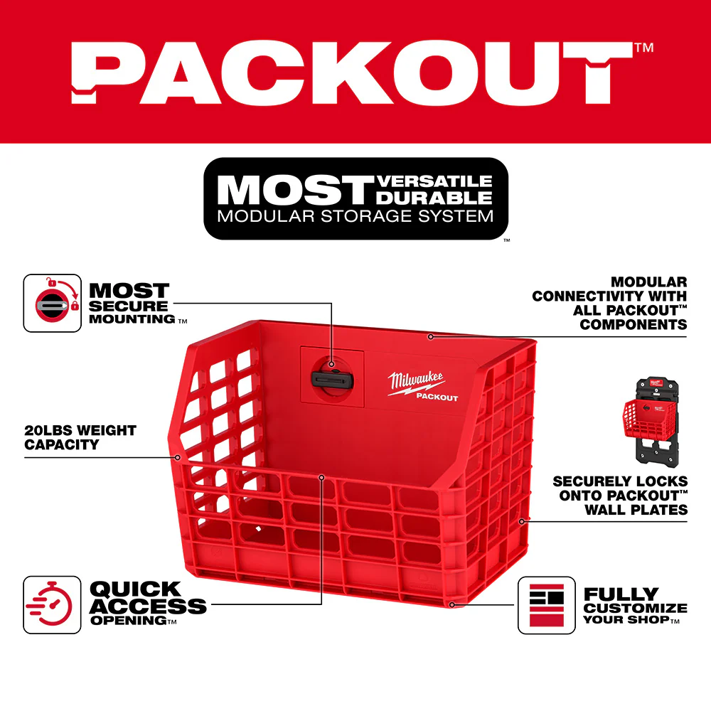 Milwaukee PACKOUT Compact Wall Basket - Image 2