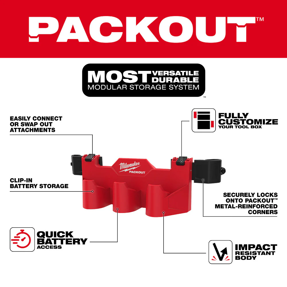 Milwaukee PACKOUT™ Tool Box M12™ Battery Rack Attachment - Image 3