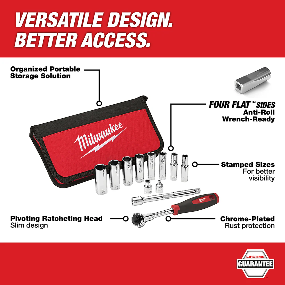 Milwaukee 12-Piece 3/8" Drive Metric Socket Set - Image 3