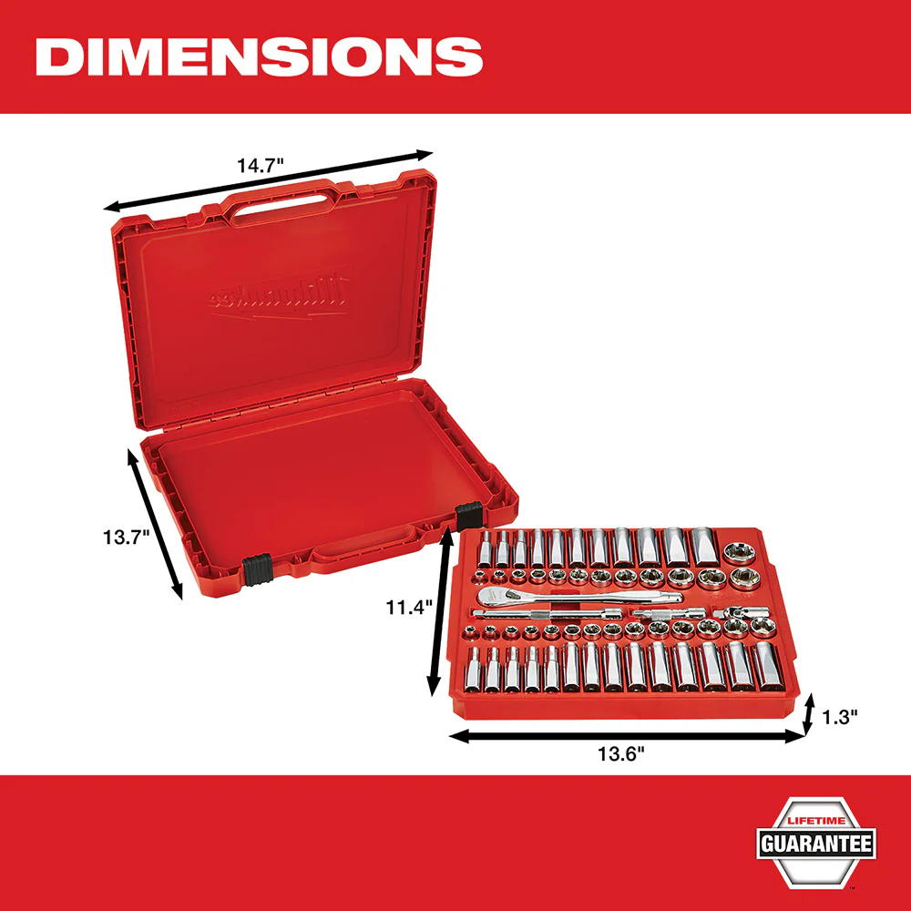 Milwaukee 3/8" Drive 56 pc. Ratchet & Socket Set - SAE & Metric - Image 4
