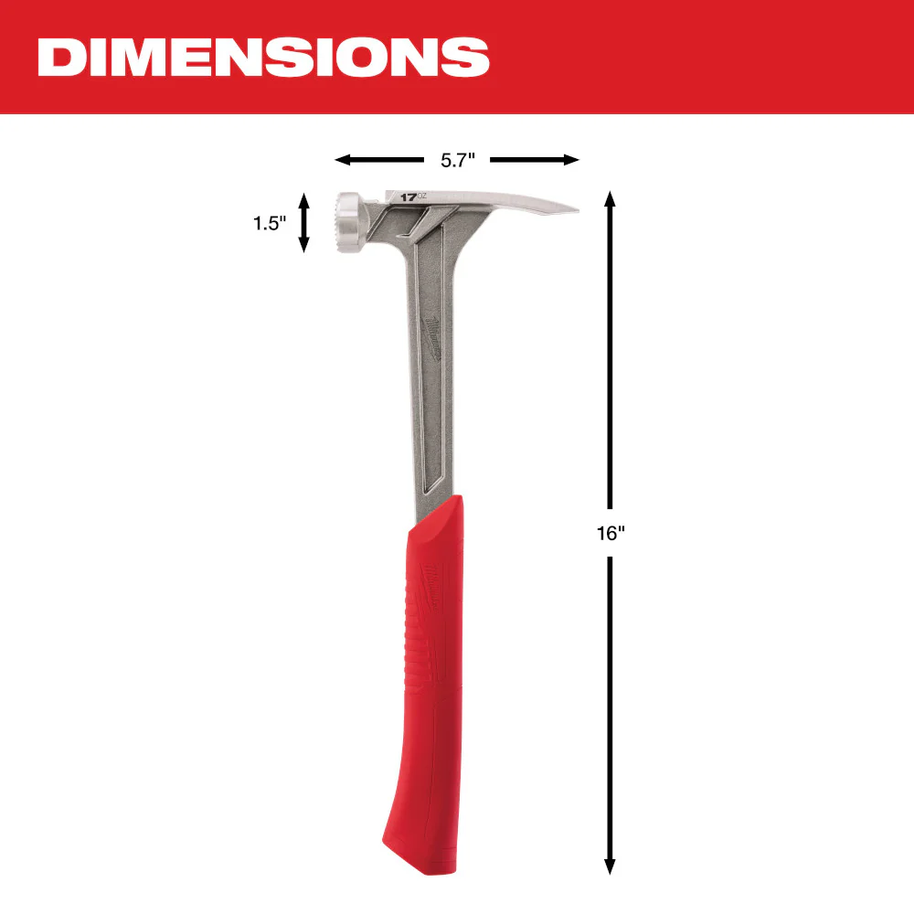 Milwaukee 17 oz Milled Face Framing Hammer - Image 3