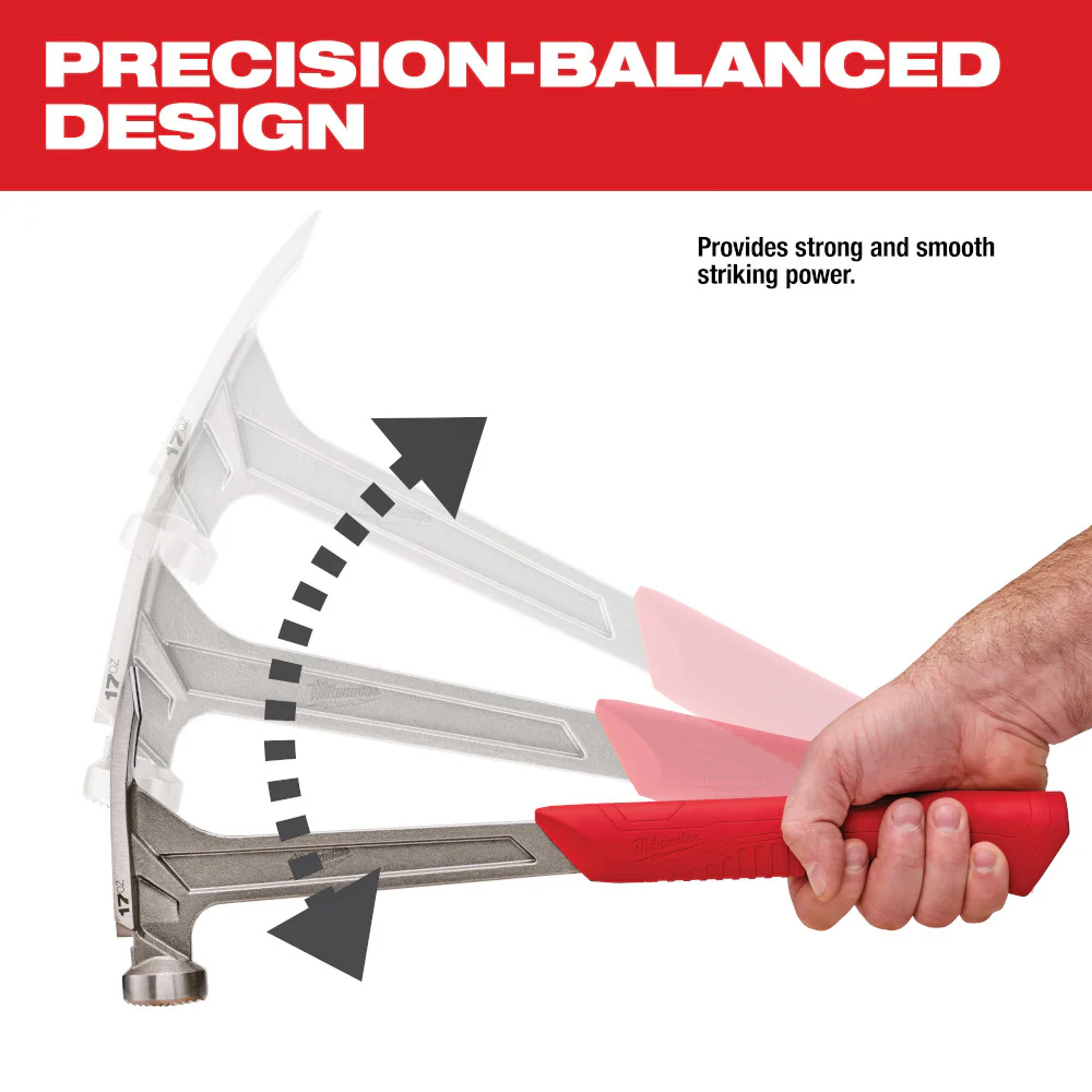 Milwaukee 17 oz Milled Face Framing Hammer - Image 4