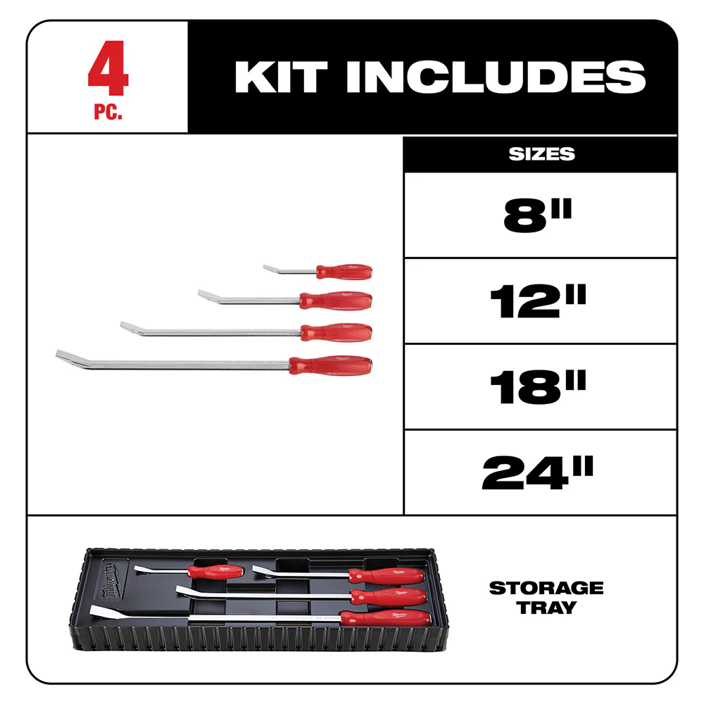 Milwaukee 4PC Pry Bar Set - Image 2