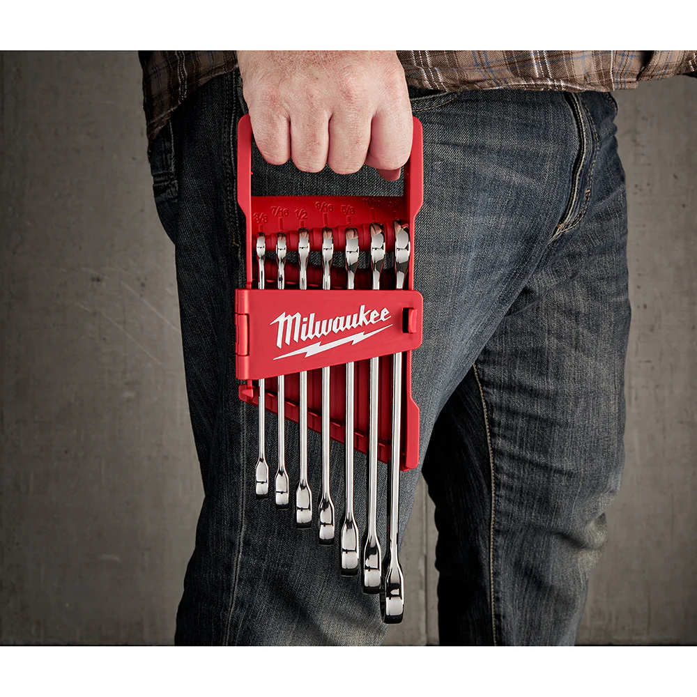 Milwaukee 7PC Ratcheting Combination Wrench Set - SAE - Image 9