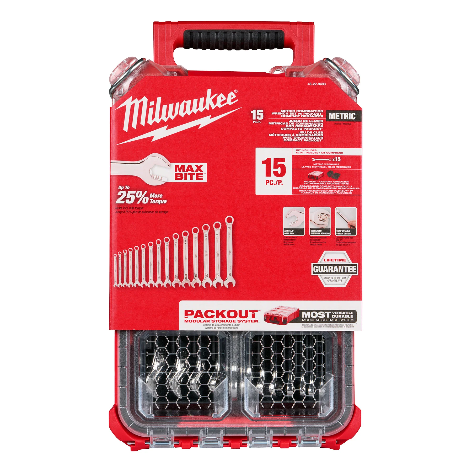 Milwaukee 15 pc. Metric Combination Wrench Set w/ PACKOUT™ Compact Organizer - Image 8