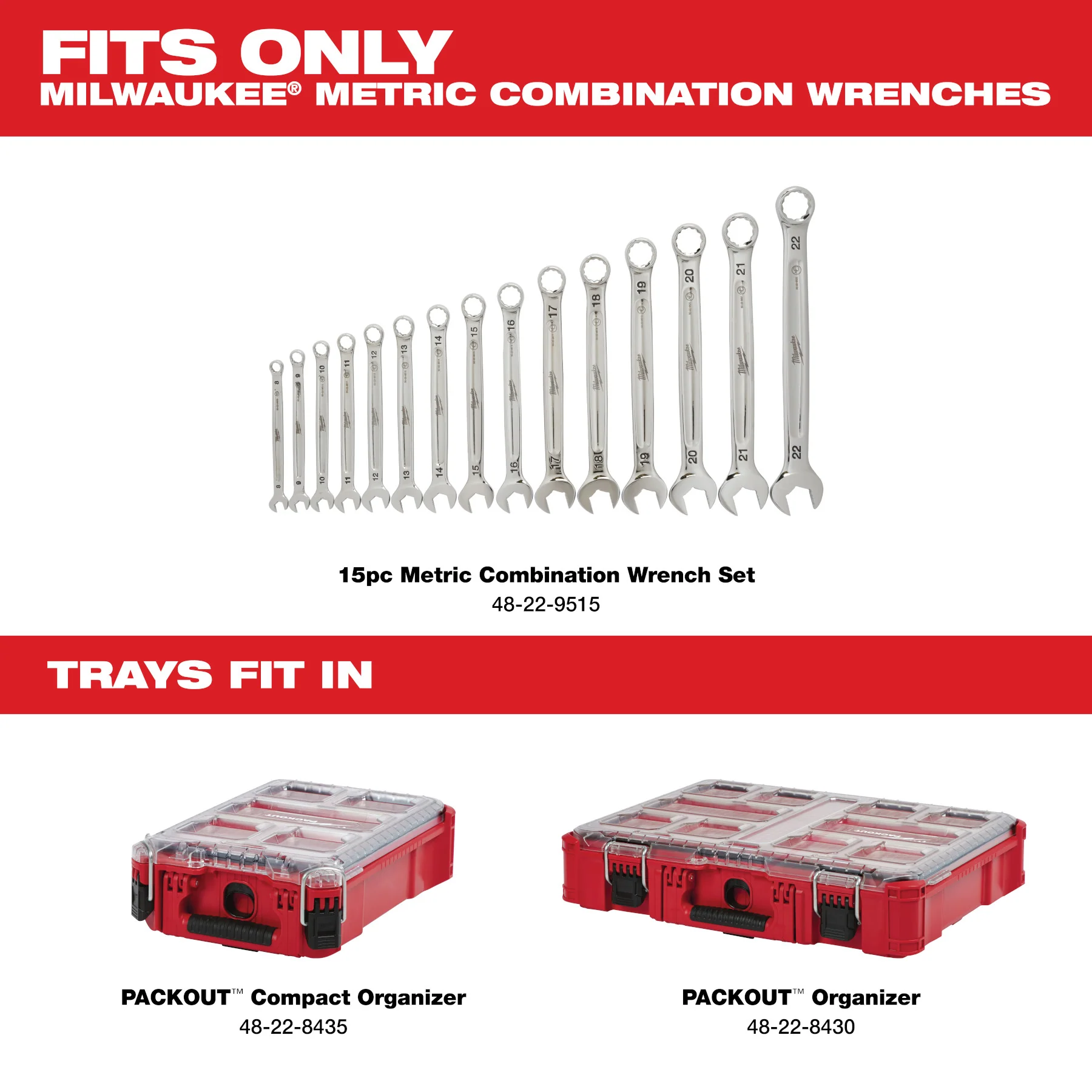 Milwaukee 15 pc. Metric Combination Wrench Trays - Image 3