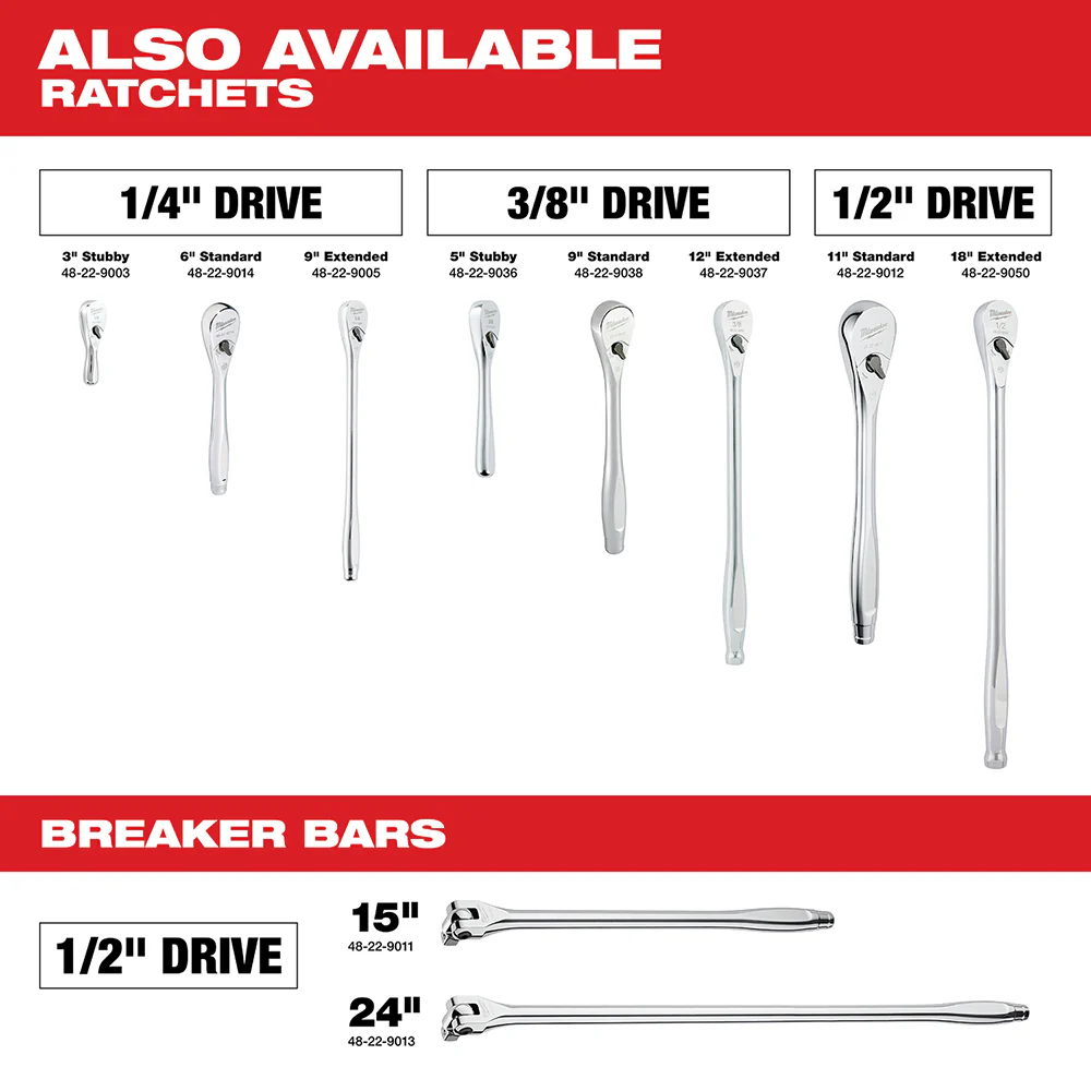 Milwaukee 10 pc. 3/8" Metric Chrome Sockets w/ FOUR FLAT Sides - Image 7