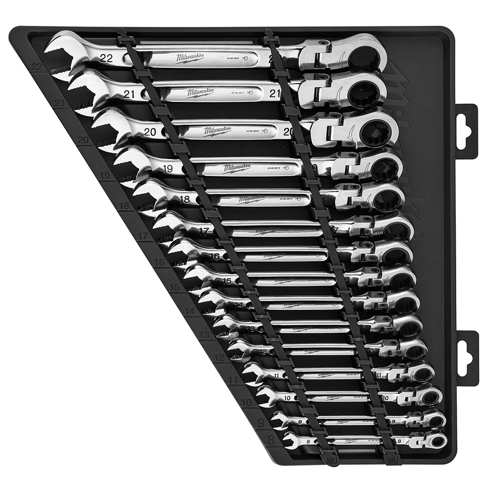 Milwaukee 15 pc. Metric Flex Head Ratcheting Combination Wrench Set