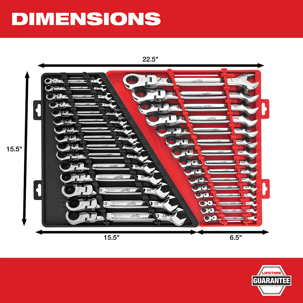 Milwaukee 15 pc. Metric Flex Head Ratcheting Combination Wrench Set - Image 4