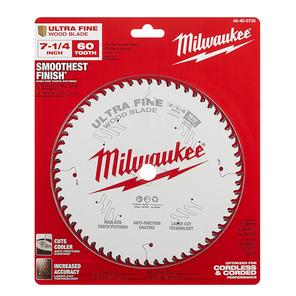 Milwaukee 7-1/4" x 60T Ultra Fine Finish Circular Saw Blade - Image 6