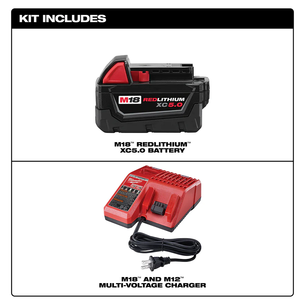 Milwaukee M18™ REDLITHIUM™ XC 5.0Ah Battery and Charger Starter Kit - Image 2