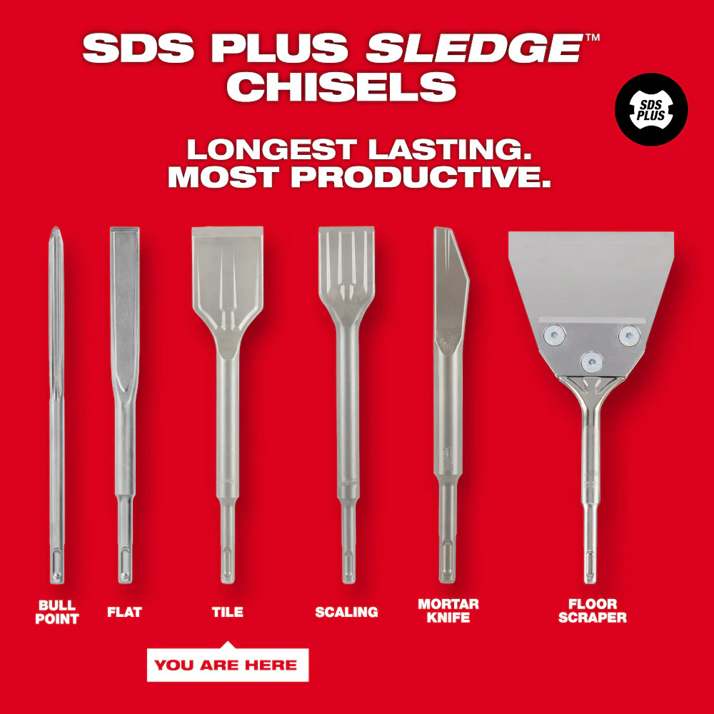 Milwaukee SDS Plus SLEDGE™ Tile Chisel - 1-7/8" x 9-1/2" - Image 5
