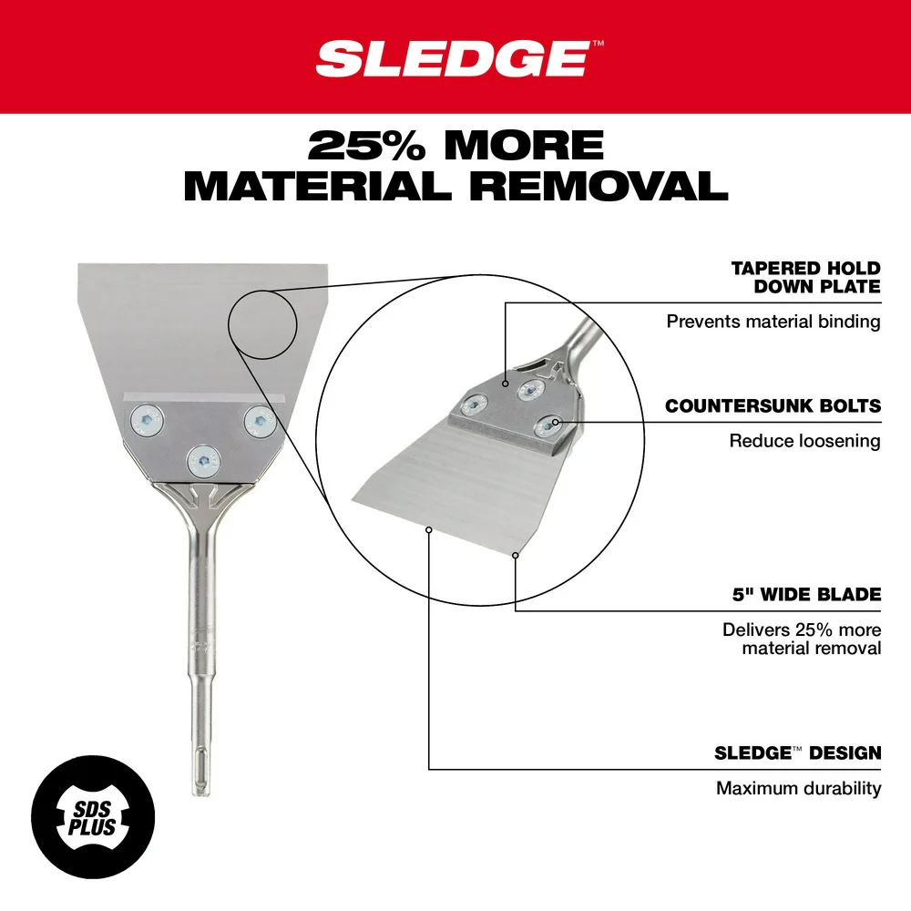 Milwaukee SDS Plus SLEDGE™ Floor Scraper - 5" x 10" - Image 4