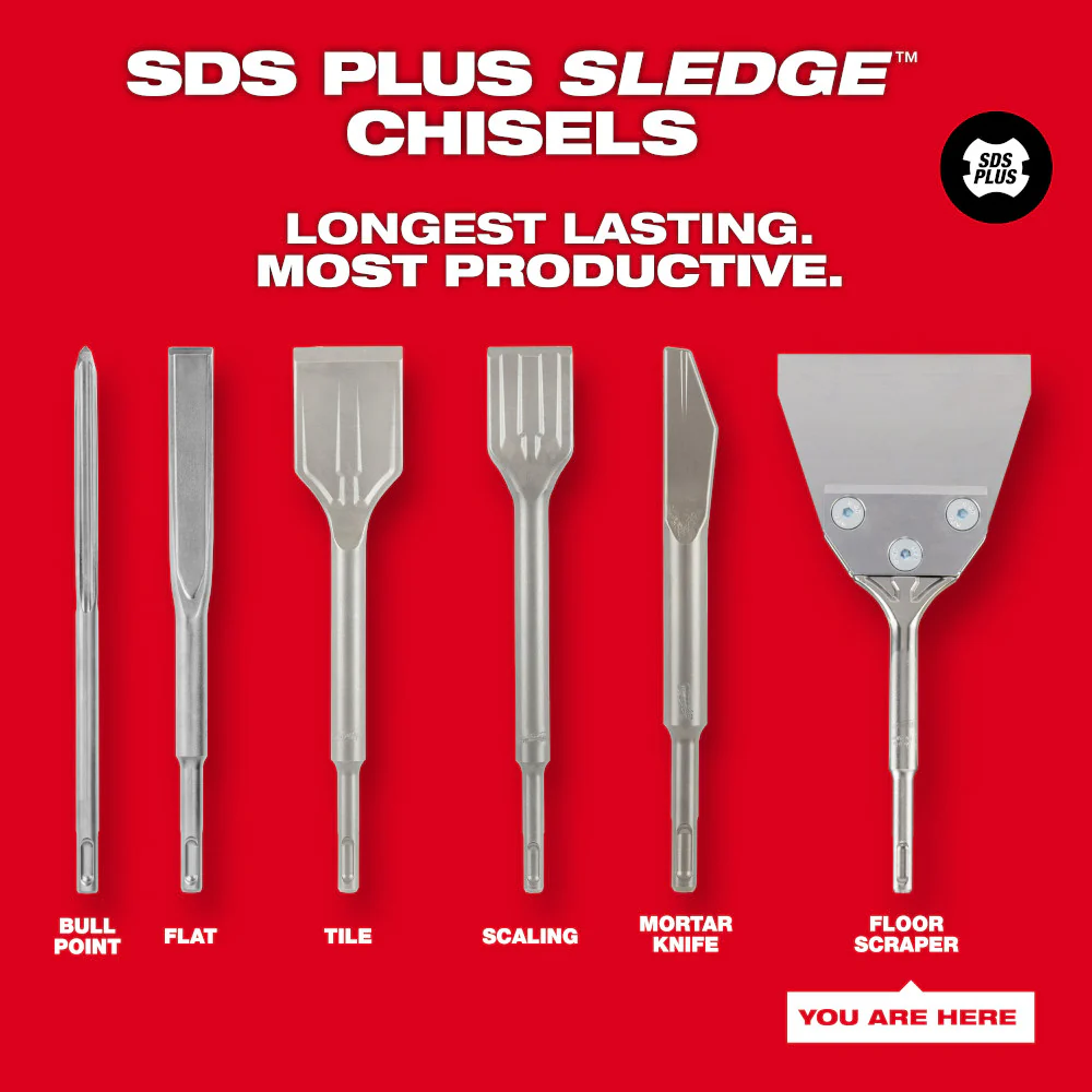 Milwaukee SDS Plus SLEDGE™ Floor Scraper - 5" x 10" - Image 5