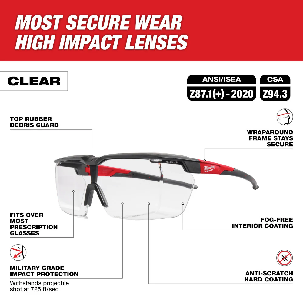 Milwaukee Over-The-Glass Dual Coat Clear Safety Glasses - Image 2