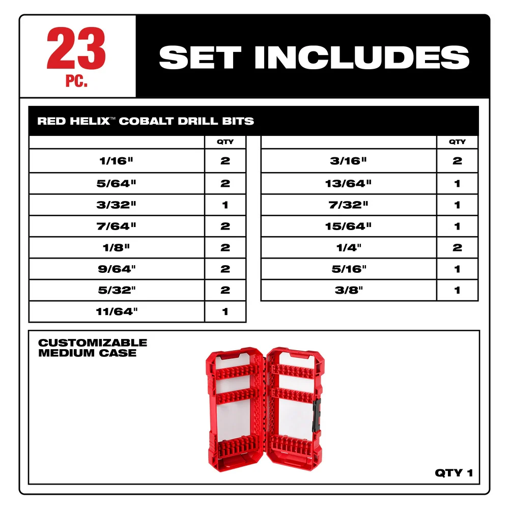 Milwaukee RED HELIX Cobalt Drill Bit Set - 23 pc. - Image 3