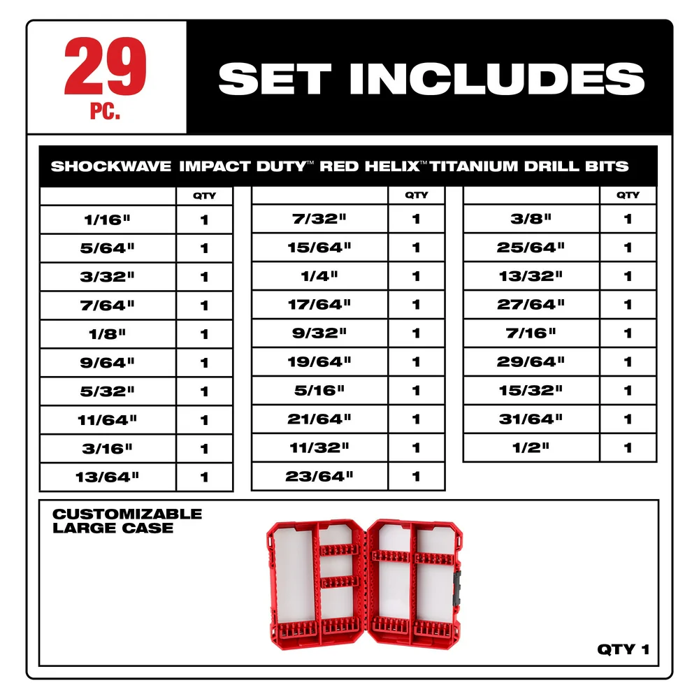 Milwaukee 29 pc. SHOCKWAVE Impact Duty™ RED HELIX™ Titanium Drill Bit Set - Image 3
