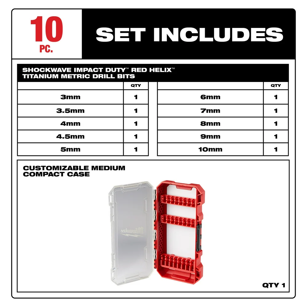 Milwaukee SHOCKWAVE RED HELIX Titanium Drill Bit Set (Metric) - 10 pc. - Image 3