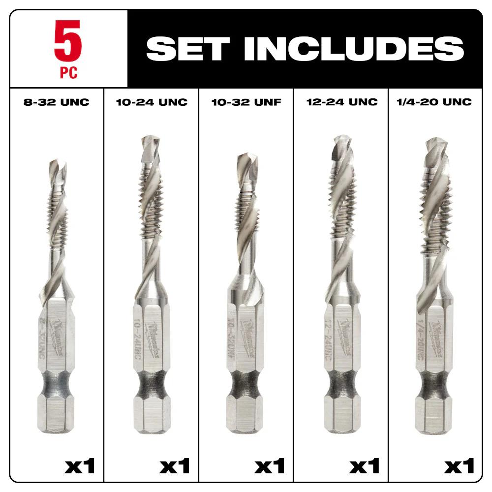 Milwaukee SHOCKWAVE™ 5 pc. SAE Impact Drill Tap Set - Image 3