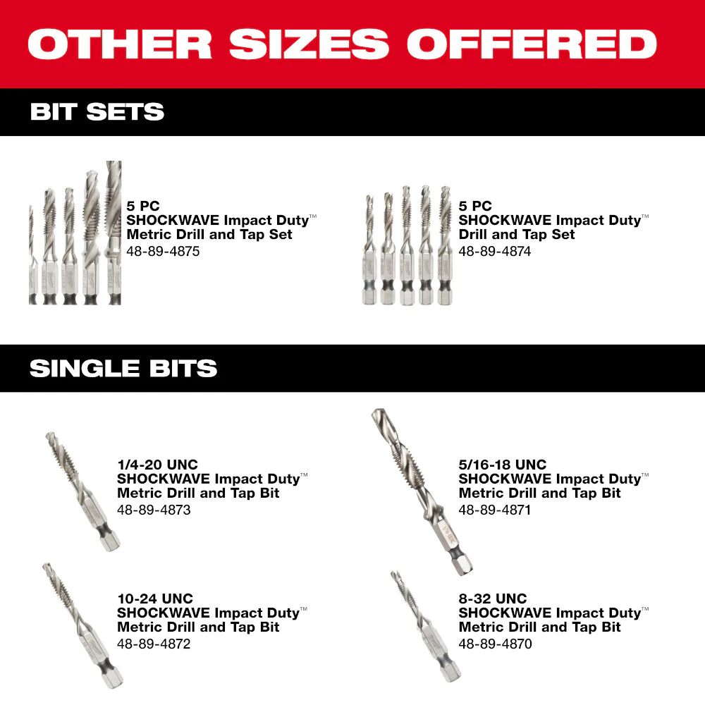 Milwaukee SHOCKWAVE™ 5 pc. SAE Impact Drill Tap Set - Image 6