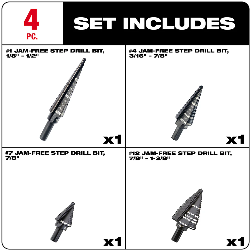 Milwaukee 4-Piece Step Drill Bit Set - Image 4