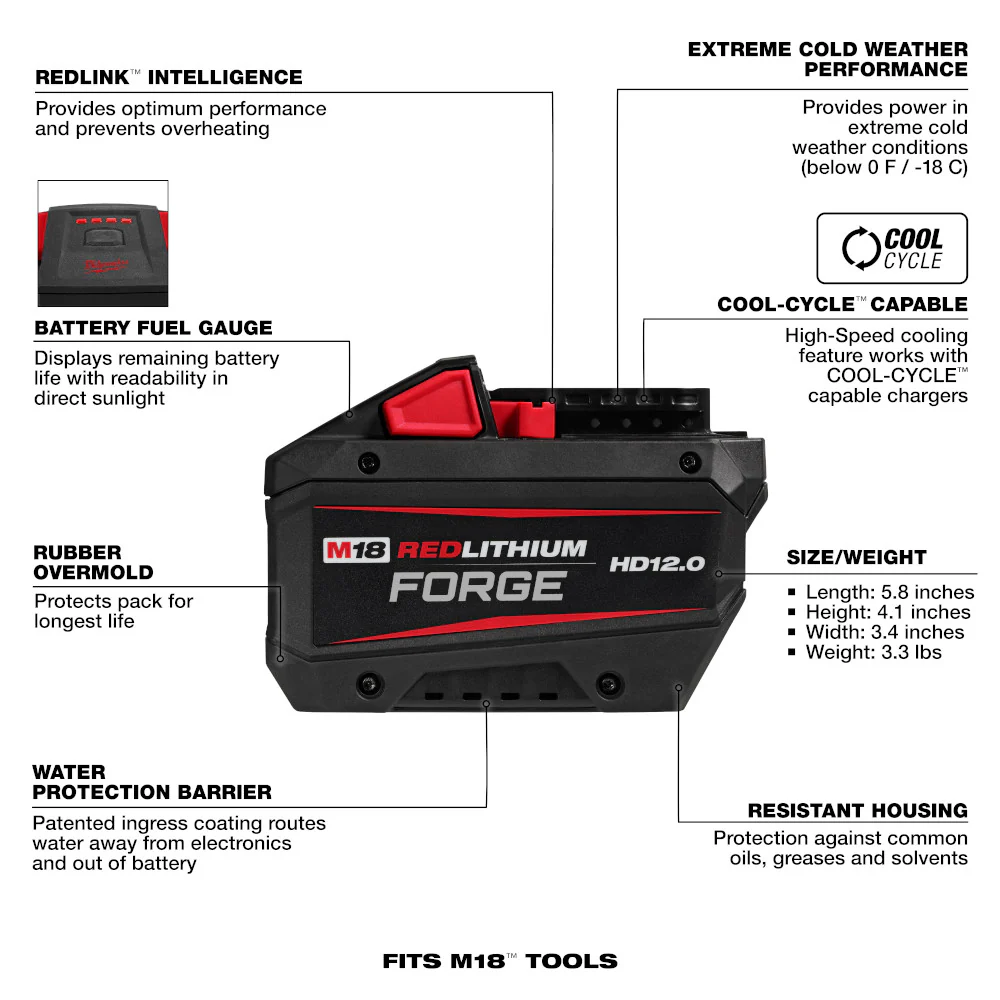 Milwaukee M18™ REDLITHIUM™ FORGE™ HD12.0 Battery Pack - Image 2