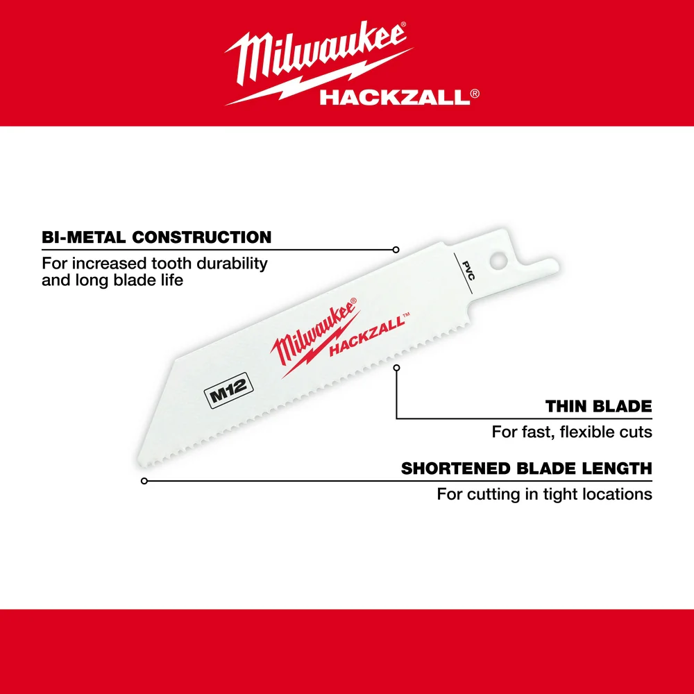 Milwaukee M12™ Hackzall™ Blade 4" (5 Pack) - PVC/Plastic - Image 5