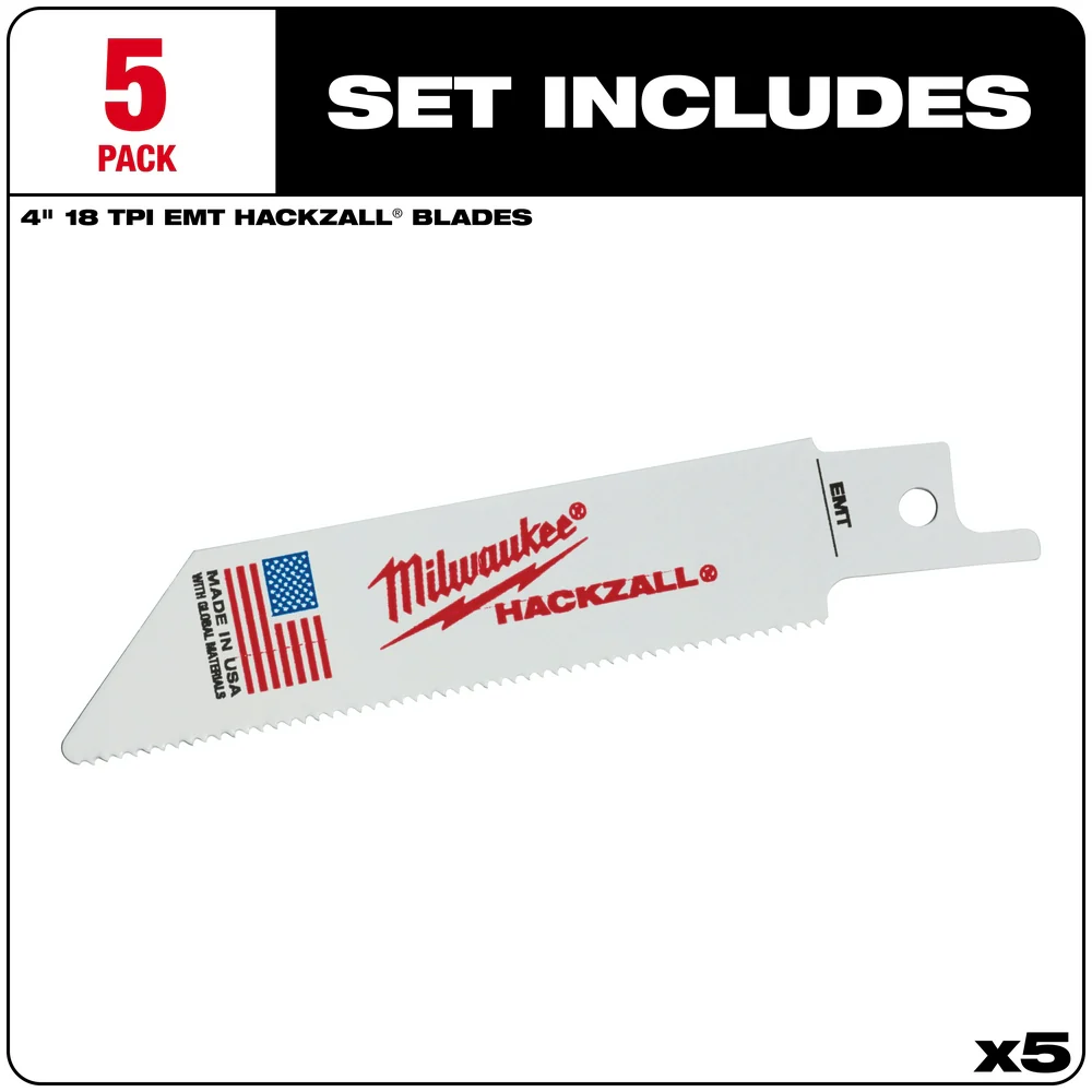 Milwaukee M12™ Hackzall™ Blade 4" (5 Pack) - EMT/Tube - Image 2
