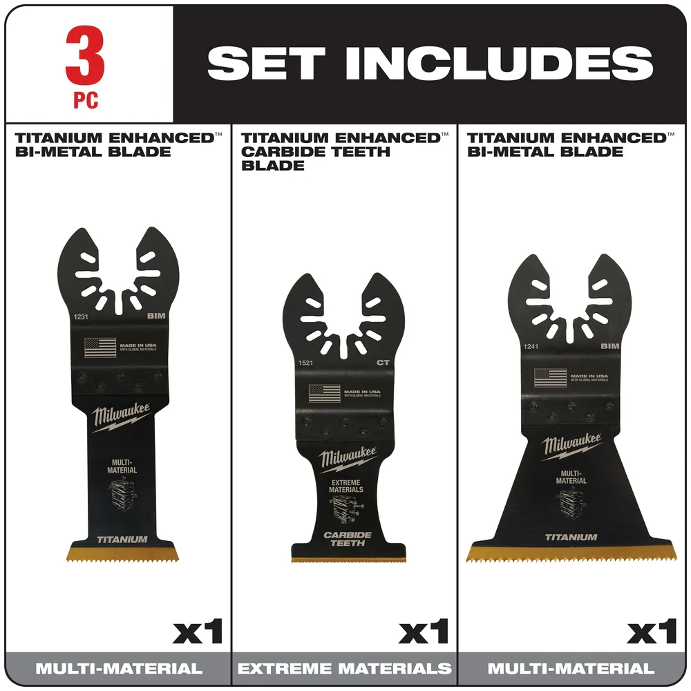 Milwaukee OPEN-LOK Multi-Material Cutting Multi-Tool Blade Variety Pack - 3PC - Image 3