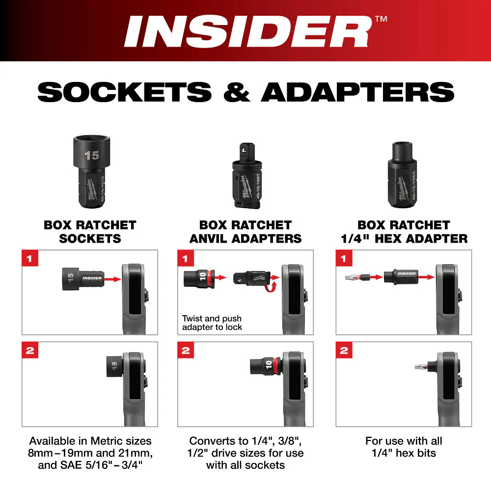 Milwaukee 8 pc. INSIDER Box Ratchet Socket SAE Set - Image 6