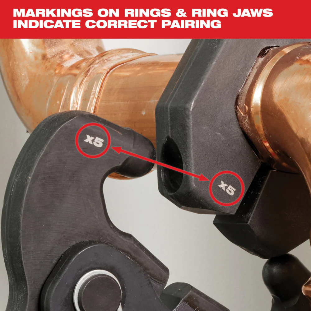 Milwaukee 1/2" - 1-1/4" CTS-V Pivoting Press Ring Kit For M12 FORCE LOGIC Press Tools - Image 7