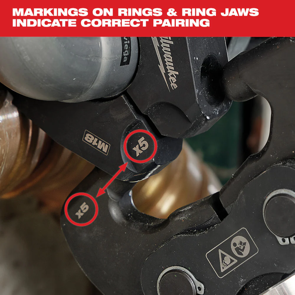 Milwaukee 1/2"- 1" IPS-P Pivoting Press Ring Kit For M12 FORCE LOGIC Press Tools - Image 7